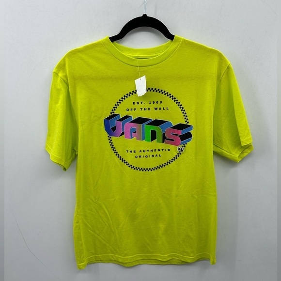 VANS Yellow Colorblock unisex short sleeve tee.  XL youth, woman's small.  NWT - Picture 1 of 7